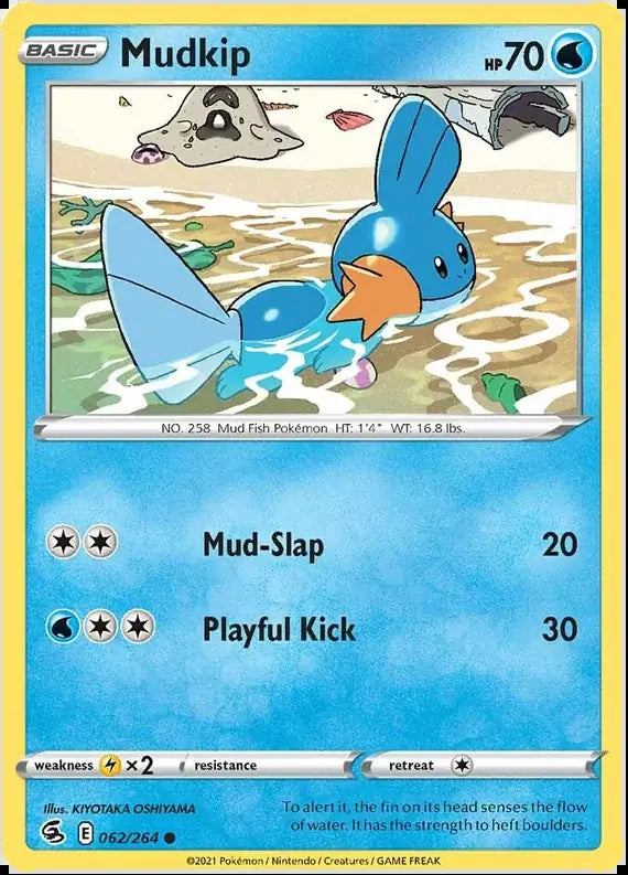 Mudkip 062, Fusion Strike | Sword & Shield, , 2.00 kr, Pokesingles. Kjøp pokemon kort til lave priser hos oss.
