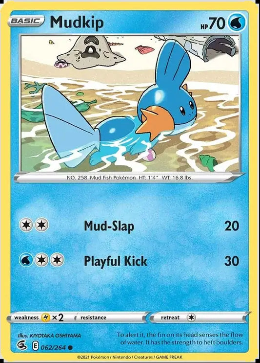 Mudkip 062, Fusion Strike | Sword & Shield, , 2.00 kr, Pokesingles. Kjøp pokemon kort til lave priser hos oss.
