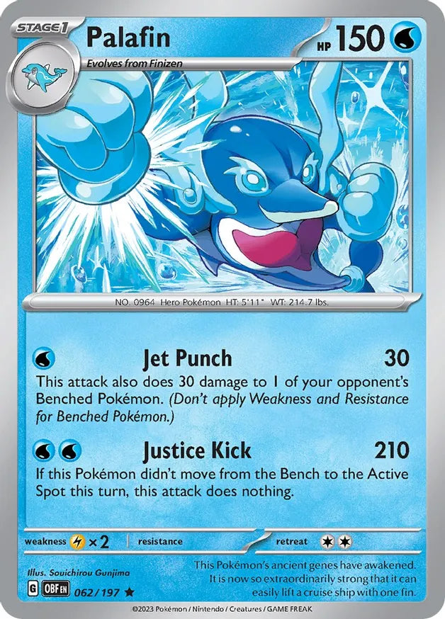 Palafin 062, Obsidian Flames | Scarlet & Violet, , 5.00 kr, Pokesingles. Kjøp pokemon kort til lave priser hos oss.