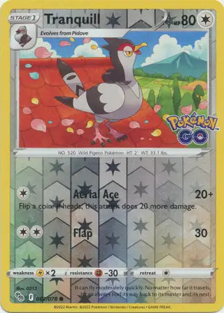 62 Tranquill Reverse Holo, Pokemon Go | Sword & Shield, , 4.00 kr, Pokesingles. Kjøp pokemon kort til lave priser hos oss.