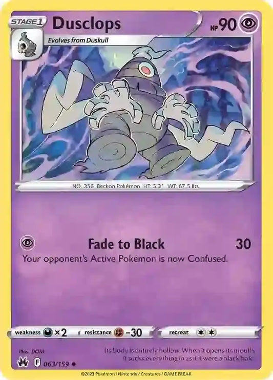 Dusclops 063, Crown Zenith | Sword & Shield, , 0.00 kr, Pokesingles. Kjøp pokemon kort til lave priser hos oss.