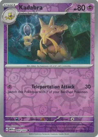 064 Kadabra Reverse Holo, 151 | Scarlet & Violet, reverse, 4.00 kr, Pokesingles. Kjøp pokemon kort til lave priser hos oss.