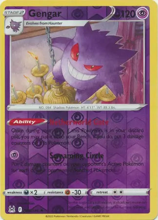 Gengar Reverse Holo 066, Lost Origin | Sword & Shield, , 0.00 kr, Pokesingles. Kjøp pokemon kort til lave priser hos oss.