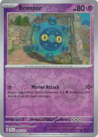 068 Bronzor - Reverse Holo, Temporal Forces | Scarlet & Violet, reverse, 4.00 kr, Pokesingles. Kjøp pokemon kort til lave priser hos oss.