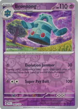 069 Bronzong - Reverse Holo, Temporal Forces | Scarlet & Violet, reverse, 4.00 kr, Pokesingles. Kjøp pokemon kort til lave priser hos oss.