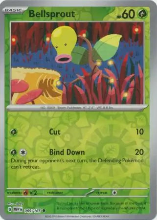 069 Bellsprout Reverse Holo, 151 | Scarlet & Violet, reverse, 4.00 kr, Pokesingles. Kjøp pokemon kort til lave priser hos oss.