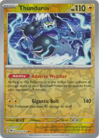 Thundurus Reverse Holo 070, Obsidian Flames | Scarlet & Violet, , 4.00 kr, Pokesingles. Kjøp pokemon kort til lave priser hos oss.