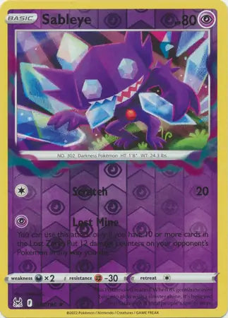 Sableye Reverse Holo 070, Lost Origin | Sword & Shield, , 0.00 kr, Pokesingles. Kjøp pokemon kort til lave priser hos oss.