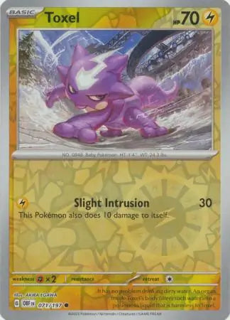 Toxel Reverse Holo 071, Obsidian Flames | Scarlet & Violet, , 4.00 kr, Pokesingles. Kjøp pokemon kort til lave priser hos oss.