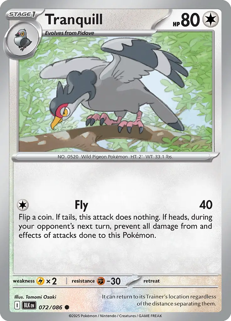 Tranquill 072 - Black Bolt Pokesingles