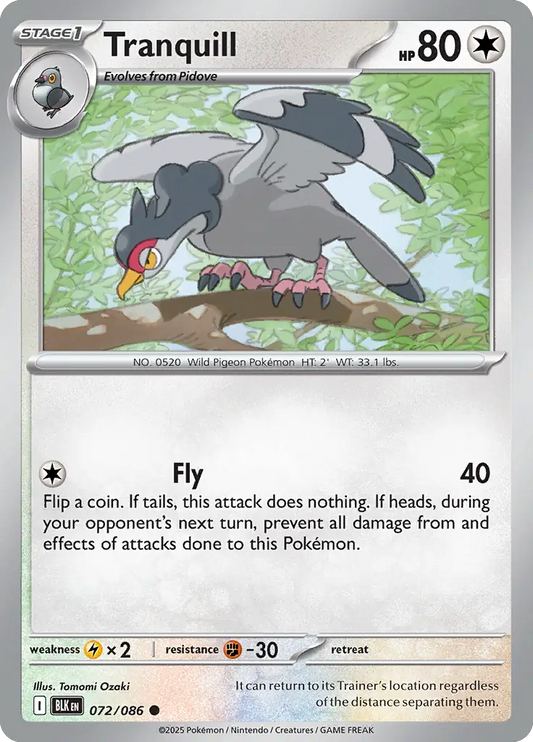Tranquill 072 - Black Bolt Pokesingles