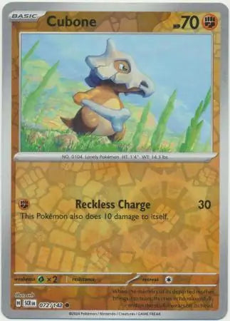 Cubone Reverse Holo 072 - Stellar Crown