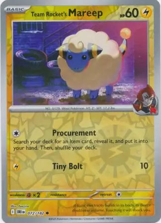 Team Rocket's Mareep Reverse Holo 072 - Destined Rivals Pokesingles