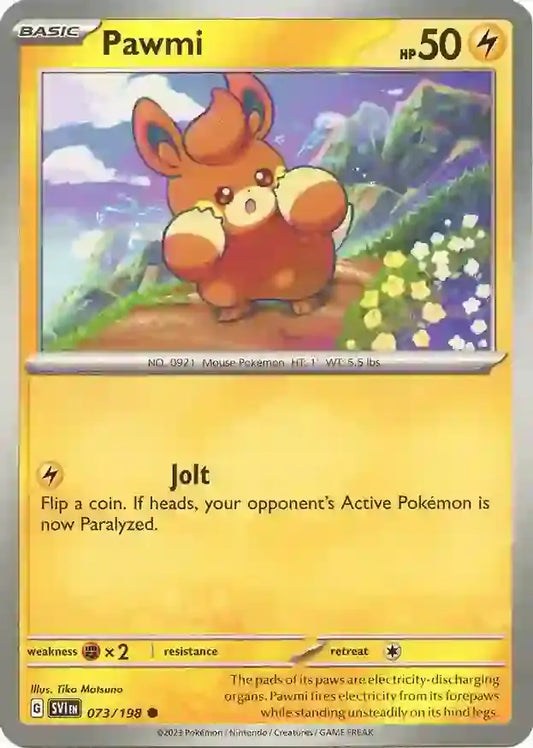 073 Pawmi, Scarlet & Violet Base, , 3.00 kr, Pokesingles. Kjøp pokemon kort til lave priser hos oss.