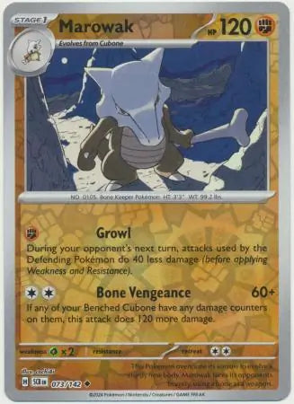 Marowak Reverse Holo 073 - Stellar Crown