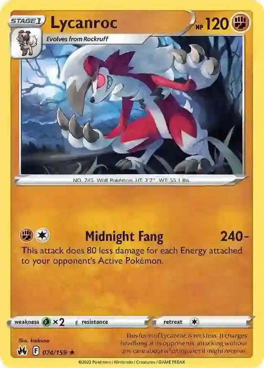 Lycanroc 074, Crown Zenith | Sword & Shield, , 0.00 kr, Pokesingles. Kjøp pokemon kort til lave priser hos oss.
