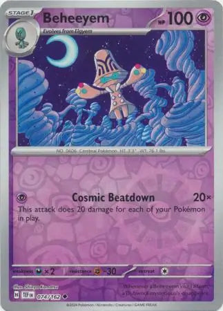 074 Beheeyem - Reverse Holo, Temporal Forces | Scarlet & Violet, reverse, 4.00 kr, Pokesingles. Kjøp pokemon kort til lave priser hos oss.