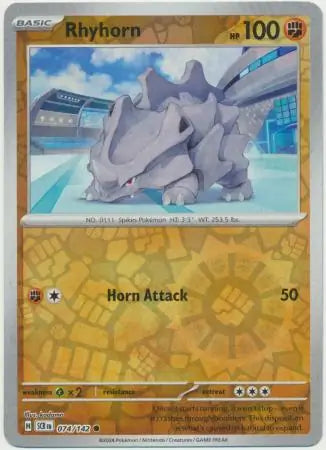 Rhyhorn Reverse Holo 074 - Stellar Crown