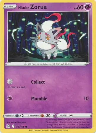 Hisuian Zorua 075, Lost Origin | Sword & Shield, , 0.00 kr, Pokesingles. Kjøp pokemon kort til lave priser hos oss.