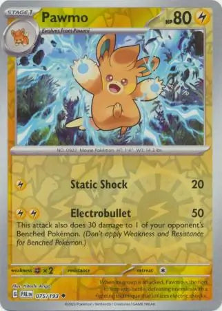 Pawmo Reverse Holo 075 - Paldea Evolved, Paldea Evolved | Scarlet & Violet, , 5.00 kr, Pokesingles. Kjøp pokemon kort til lave priser hos oss.