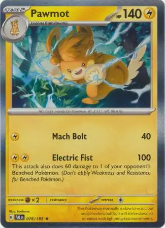 Pawmot 076 - Paldea Evolved, Paldea Evolved | Scarlet & Violet, , 5.00 kr, Pokesingles. Kjøp pokemon kort til lave priser hos oss.