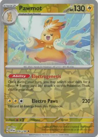 076 Pawmot - Reverse Holo Rare, Scarlet & Violet Base, , 6.00 kr, Pokesingles. Kjøp pokemon kort til lave priser hos oss.