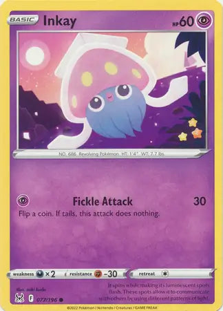 Inkay 077, Lost Origin | Sword & Shield, , 0.00 kr, Pokesingles. Kjøp pokemon kort til lave priser hos oss.