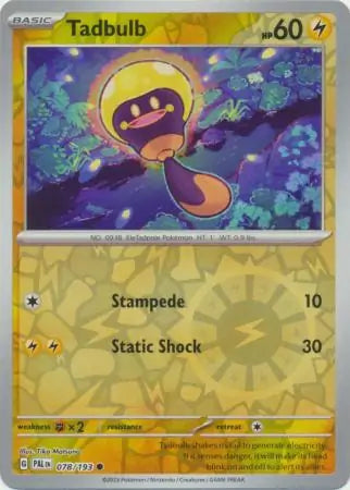 Tadbulb Reverse Holo 078 - Paldea Evolved, Paldea Evolved | Scarlet & Violet, , 5.00 kr, Pokesingles. Kjøp pokemon kort til lave priser hos oss.