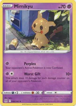 Mimikyu 080, Lost Origin | Sword & Shield, , 0.00 kr, Pokesingles. Kjøp pokemon kort til lave priser hos oss.