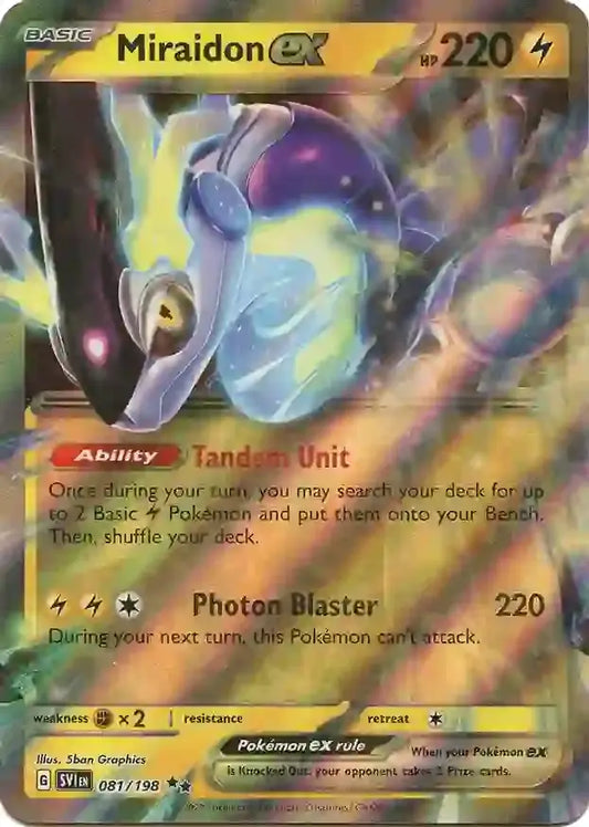 081 Miraidon ex, Scarlet & Violet Base, ex, 20.00 kr, Pokesingles. Kjøp pokemon kort til lave priser hos oss.