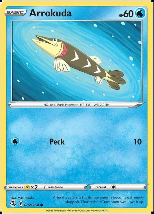 Arrokuda 082, Fusion Strike | Sword & Shield, , 2.00 kr, Pokesingles. Kjøp pokemon kort til lave priser hos oss.