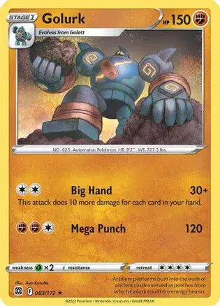Golurk 083, Brilliant Stars | Sword & Shield, , 0.00 kr, Pokesingles. Kjøp pokemon kort til lave priser hos oss.