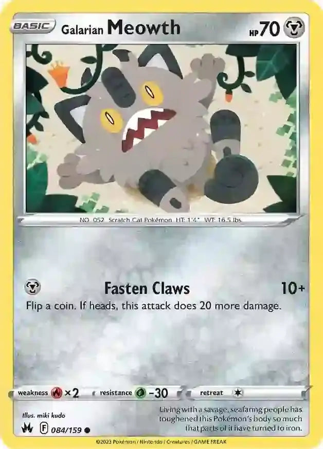 Galarian Meowth 084, Crown Zenith | Sword & Shield, , 0.00 kr, Pokesingles. Kjøp pokemon kort til lave priser hos oss.