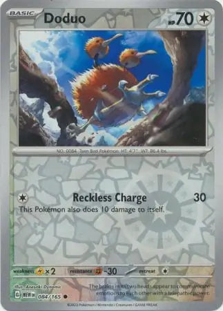 084 Doduo Reverse Holo, 151 | Scarlet & Violet, reverse, 4.00 kr, Pokesingles. Kjøp pokemon kort til lave priser hos oss.