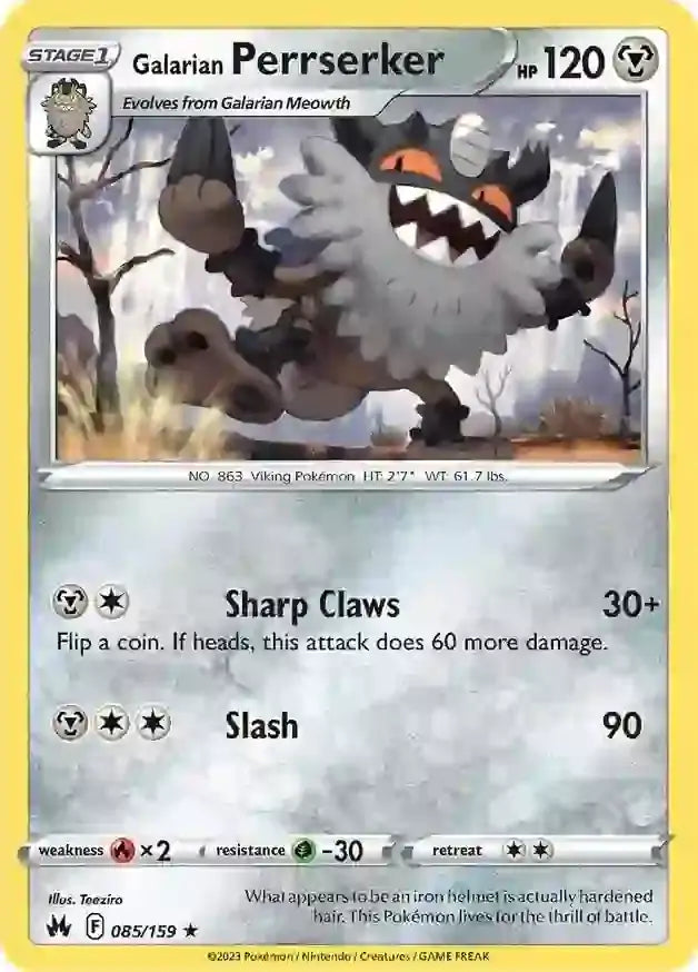 Galarian Perrserker 085, Crown Zenith | Sword & Shield, , 0.00 kr, Pokesingles. Kjøp pokemon kort til lave priser hos oss.