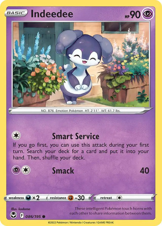 Indeedee 086, Silver Tempest | Sword & Shield, , 0.00 kr, Pokesingles. Kjøp pokemon kort til lave priser hos oss.