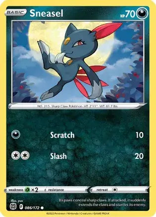 Sneasel 086, Brilliant Stars | Sword & Shield, , 0.00 kr, Pokesingles. Kjøp pokemon kort til lave priser hos oss.