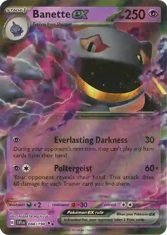 088 Banette ex, Scarlet & Violet Base, ex, 25.00 kr, Pokesingles. Kjøp pokemon kort til lave priser hos oss.