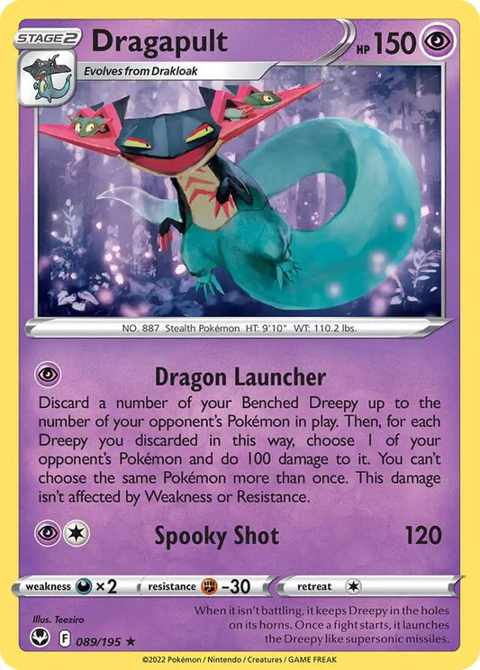 Dragapult 089, Silver Tempest | Sword & Shield, , 0.00 kr, Pokesingles. Kjøp pokemon kort til lave priser hos oss.