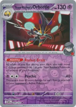 Team Rocket's Orbeetle Reverse Holo 089 - Destined Rivals Pokesingles