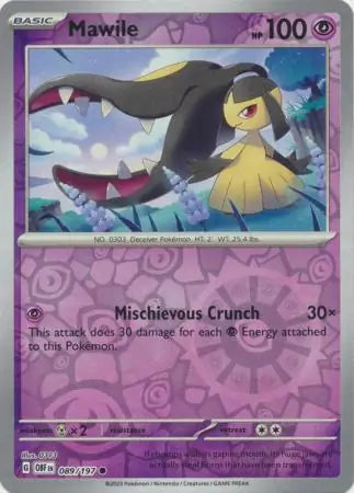 Mawile Reverse Holo 089, Obsidian Flames | Scarlet & Violet, , 4.00 kr, Pokesingles. Kjøp pokemon kort til lave priser hos oss.