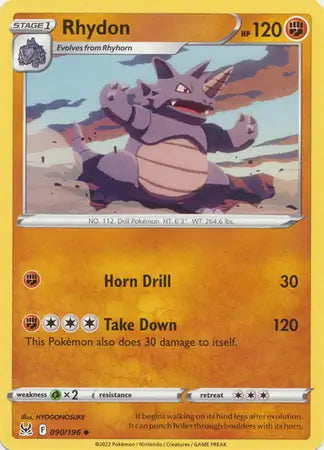 Rhydon 090, Lost Origin | Sword & Shield, , 0.00 kr, Pokesingles. Kjøp pokemon kort til lave priser hos oss.