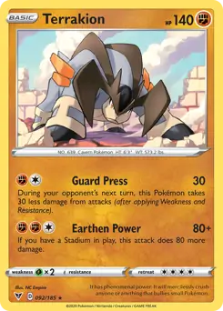Terrakion Non Holo Rare 092 - Vivid Voltage Pokesingles