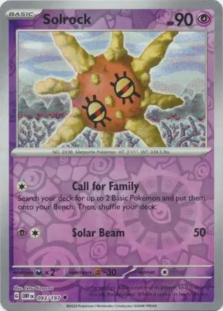 Solrock Reverse Holo 093, Obsidian Flames | Scarlet & Violet, , 4.00 kr, Pokesingles. Kjøp pokemon kort til lave priser hos oss.