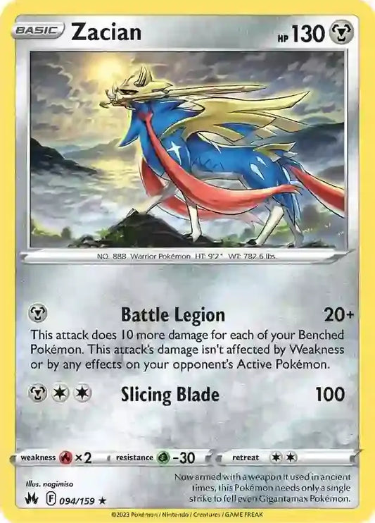 Zacian 094, Crown Zenith | Sword & Shield, , 0.00 kr, Pokesingles. Kjøp pokemon kort til lave priser hos oss.