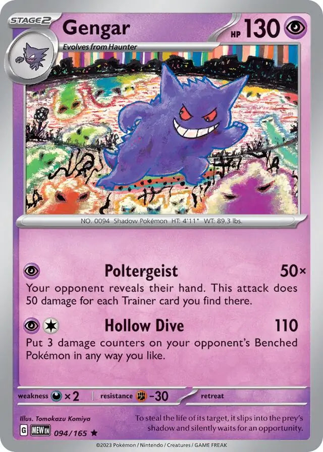 094 Gengar - Holo Rare, 151 | Scarlet & Violet, holo, 4.00 kr, Pokesingles. Kjøp pokemon kort til lave priser hos oss.