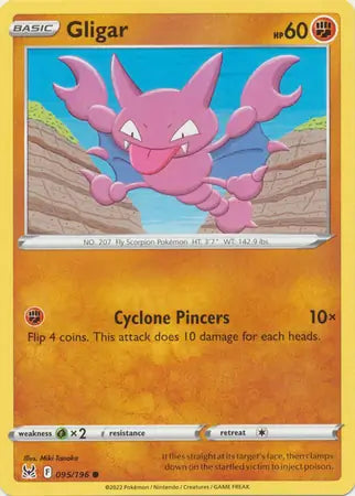 Gligar 095, Lost Origin | Sword & Shield, , 0.00 kr, Pokesingles. Kjøp pokemon kort til lave priser hos oss.