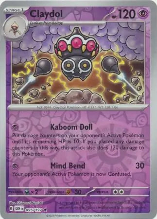 Claydol Reverse Holo 095, Obsidian Flames | Scarlet & Violet, , 4.00 kr, Pokesingles. Kjøp pokemon kort til lave priser hos oss.