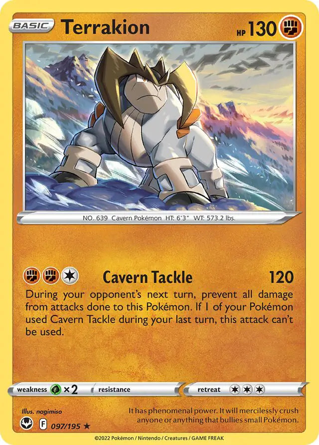 Terrakion 097, Silver Tempest | Sword & Shield, , 0.00 kr, Pokesingles. Kjøp pokemon kort til lave priser hos oss.