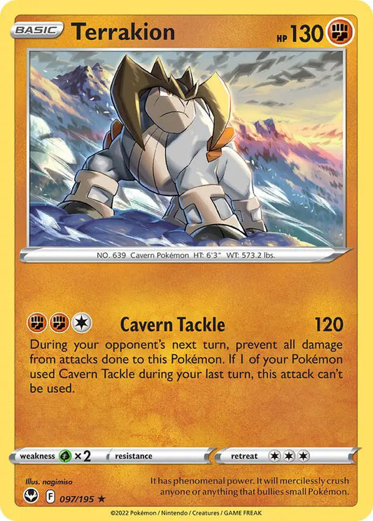 Terrakion 097, Silver Tempest | Sword & Shield, , 0.00 kr, Pokesingles. Kjøp pokemon kort til lave priser hos oss.